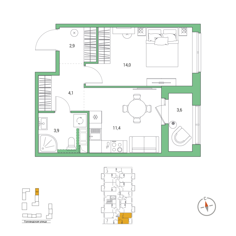 1 ккв 38,1 м²