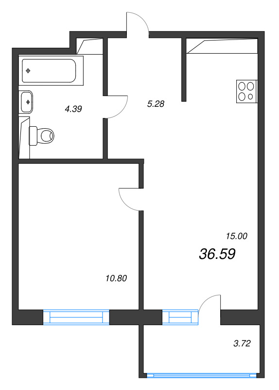 2 ккв (Евро) 36,6 м²