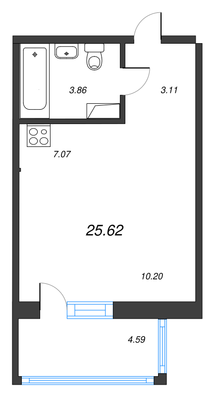 Студия 25,2 м²
