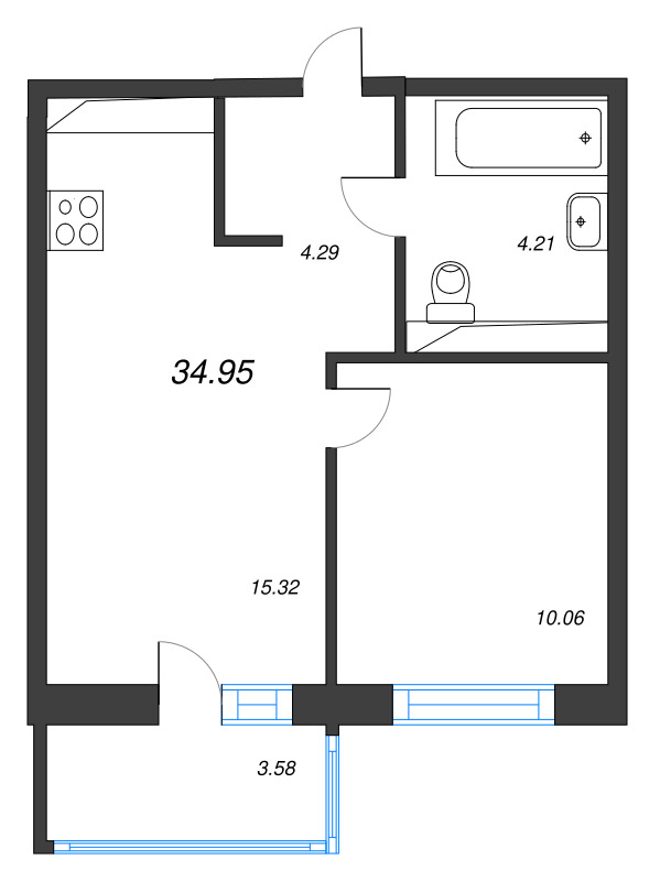 2 ккв (Евро) 35 м²