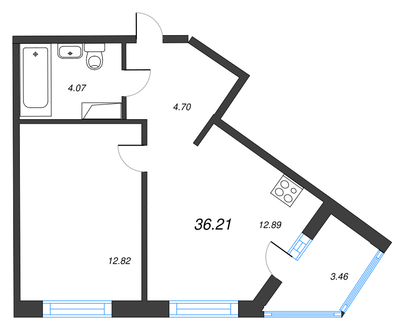 1 ккв 35,7 м²