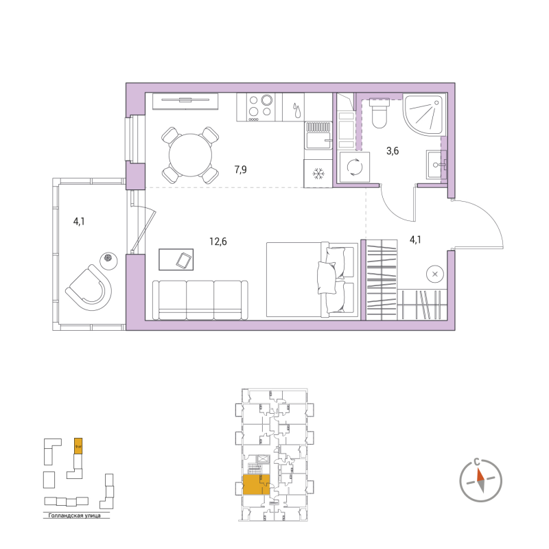 Студия 29,4 м²