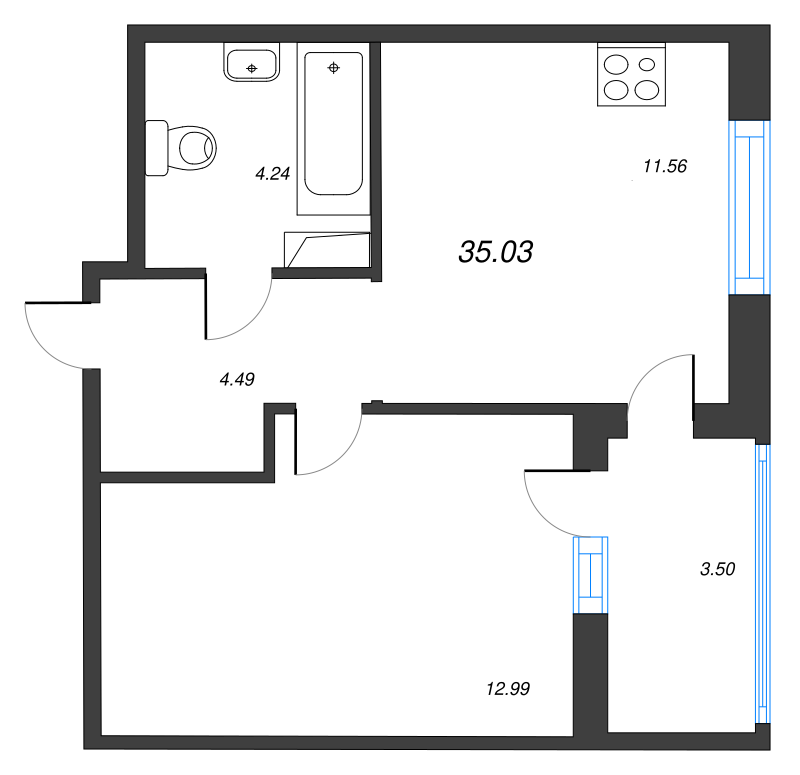 1 ккв 34,9 м²