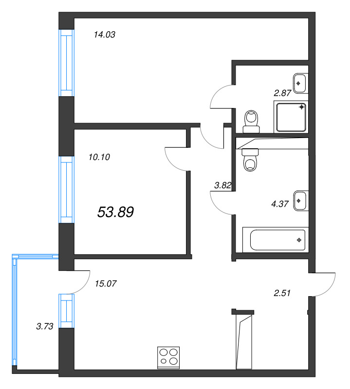 2 ккв 53,9 м²