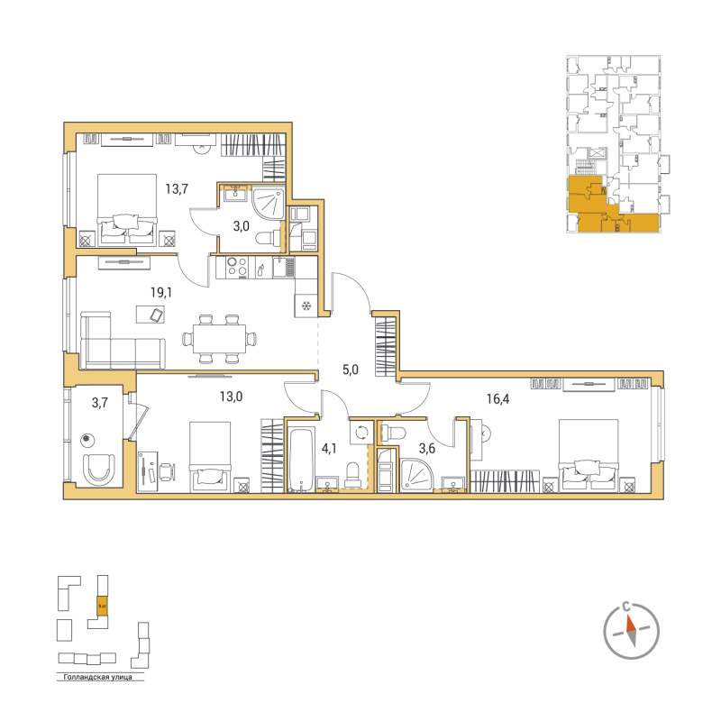 4 ккв (Евро) 79,8 м²