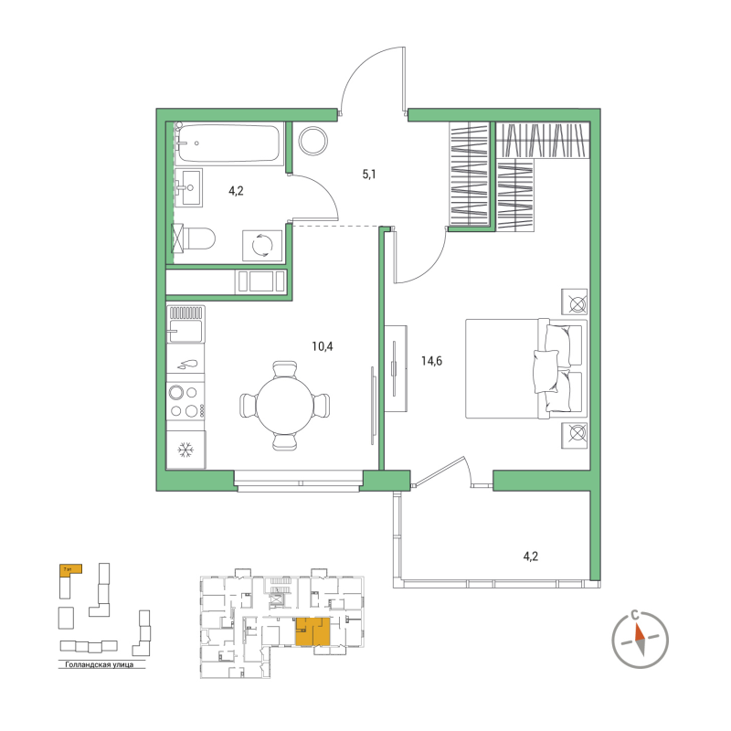 1 ккв 35,6 м²