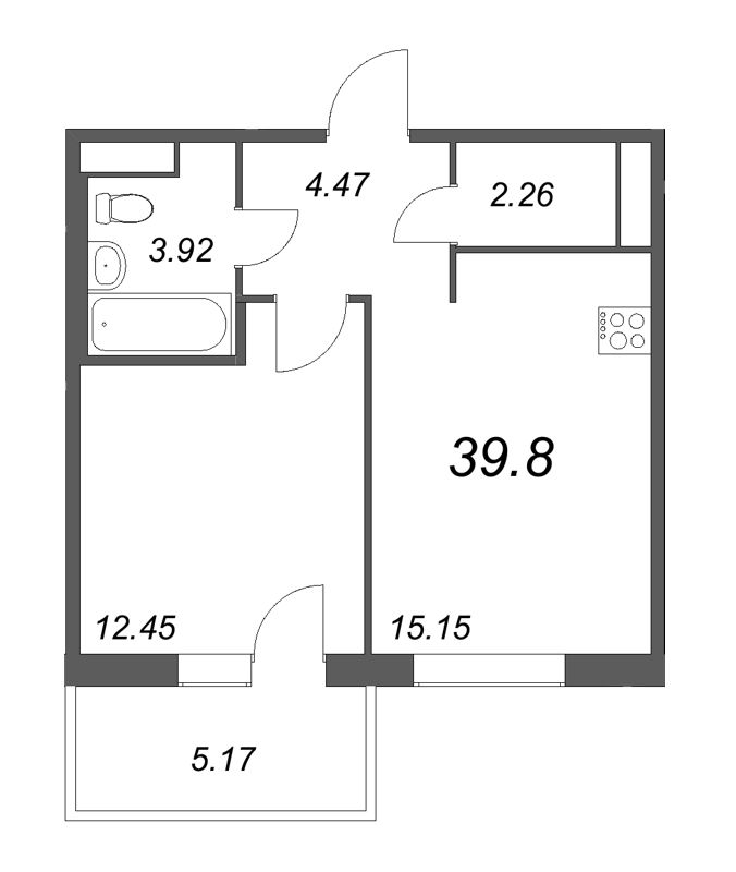 2 ккв (Евро) 39,9 м²