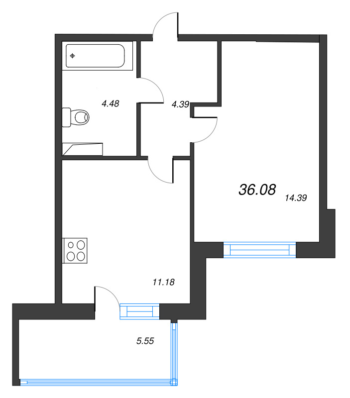 1 ккв 36,1 м²
