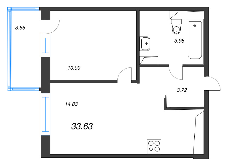 1 ккв 33,6 м²