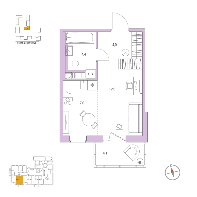 Студия 29,2 м²