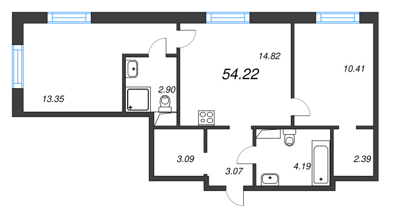 2 ккв 54,2 м²