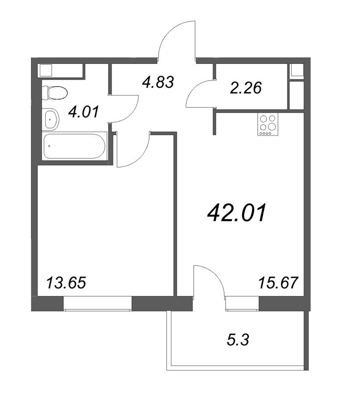 2 ккв (Евро) 41,6 м²