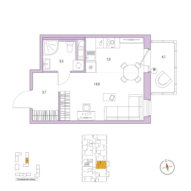 Студия 29,2 м²
