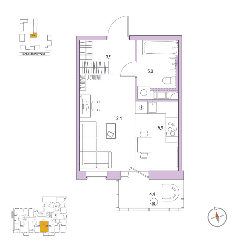 Студия 29,5 м²