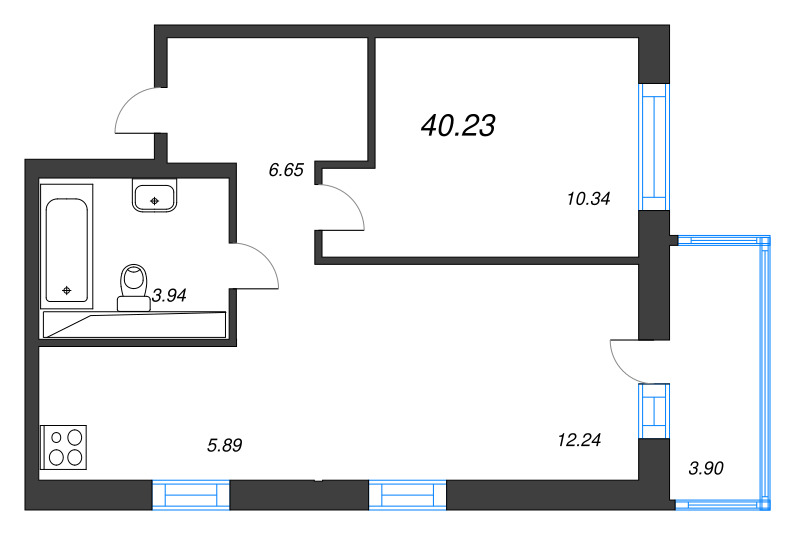 2 ккв (Евро) 40,2 м²