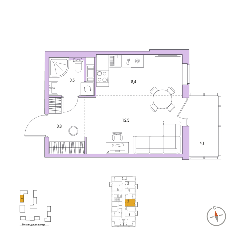 Студия 29,4 м²