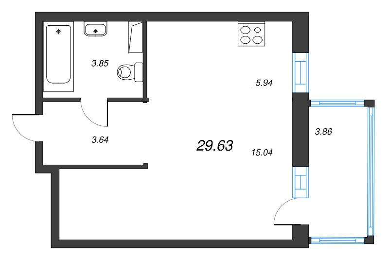 Студия 29,3 м²