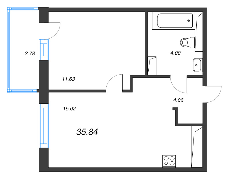 2 ккв (Евро) 35,8 м²