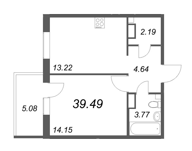 1 ккв 39,3 м²