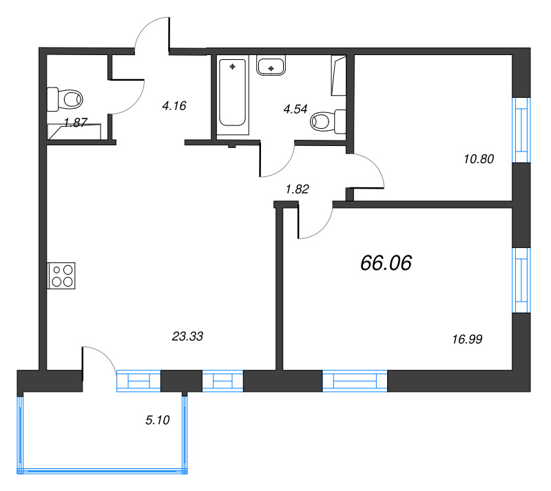3 ккв (Евро) 66,1 м²