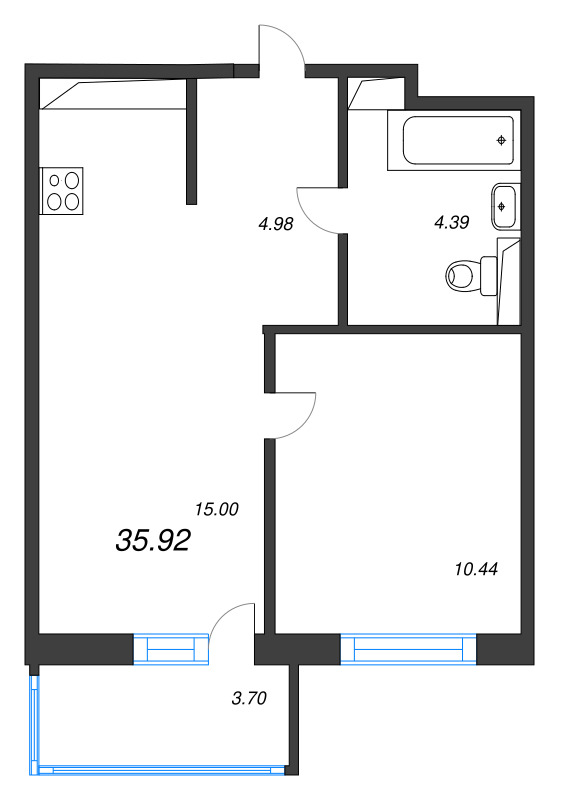 2 ккв (Евро) 35,9 м²