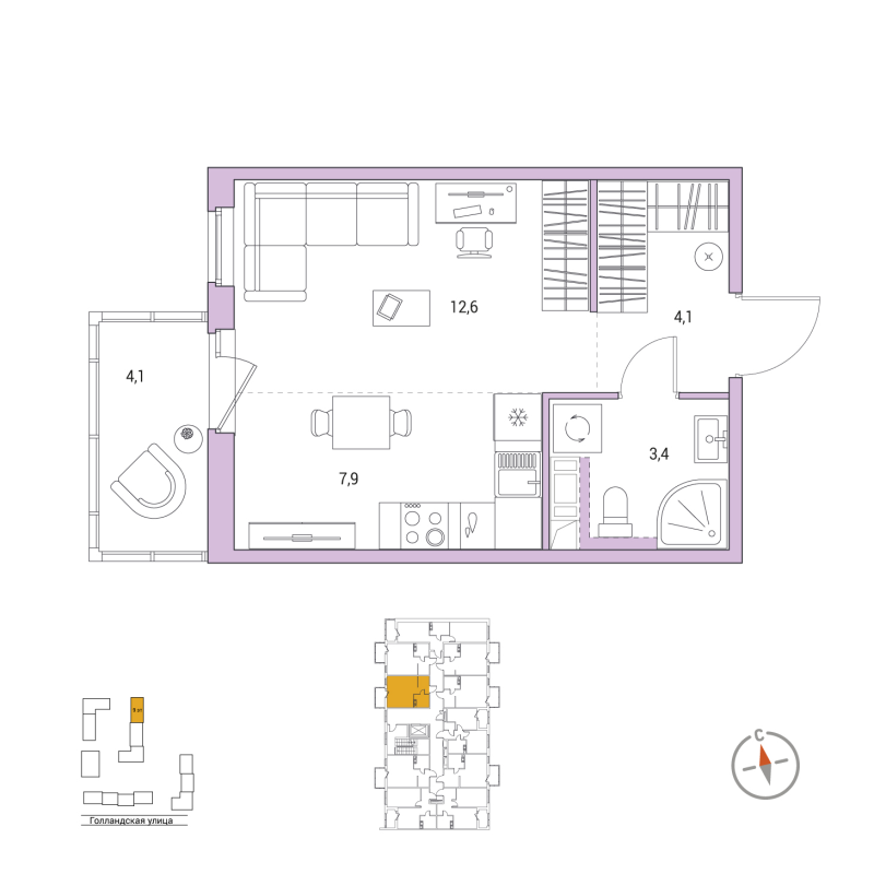 Студия 29,2 м²