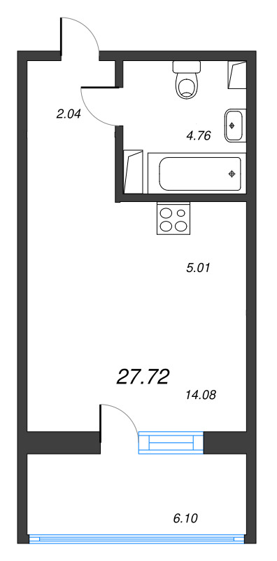 Студия 27,7 м²
