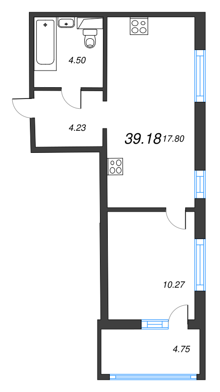 2 ккв (Евро) 39,1 м²