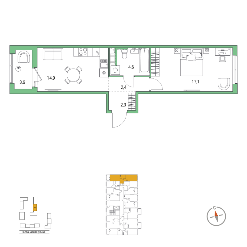 1 ккв 43,1 м²