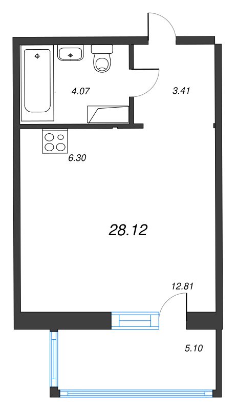 Студия 28,2 м²