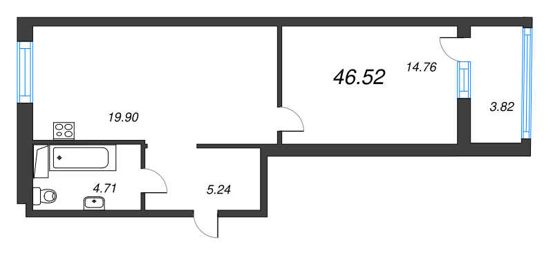 2 ккв (Евро) 45,9 м²
