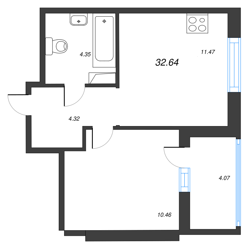 1 ккв 32,2 м²