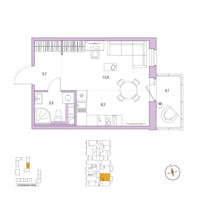 Студия 30,4 м²