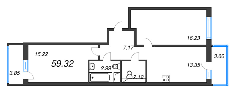 2 ккв 59,3 м²