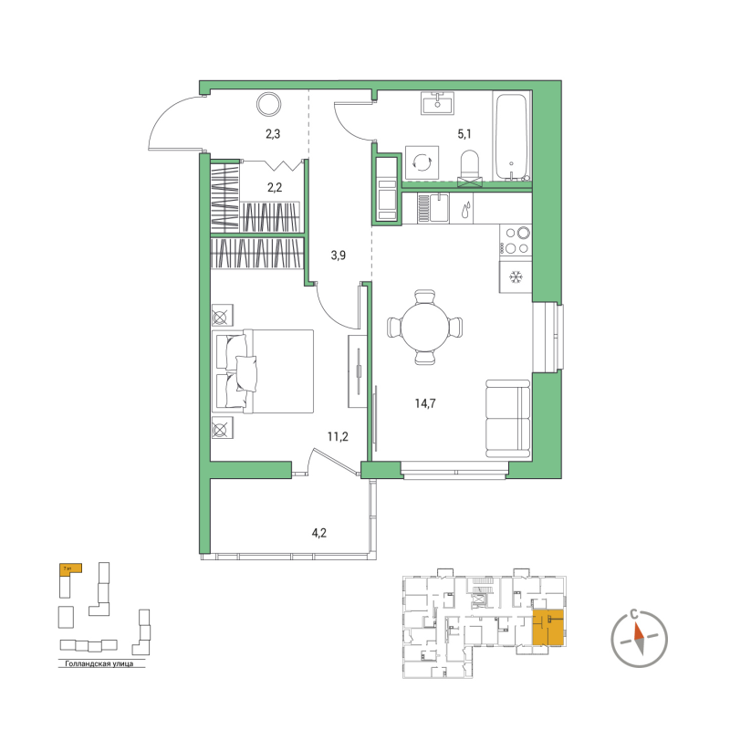 1 ккв 40,7 м²