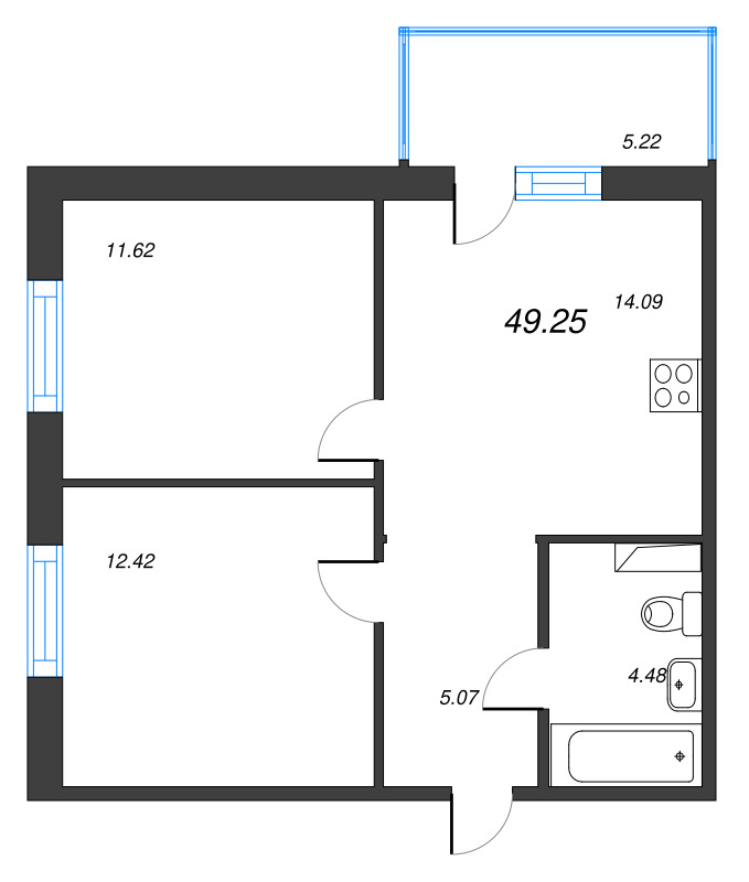 2 ккв 49,3 м²