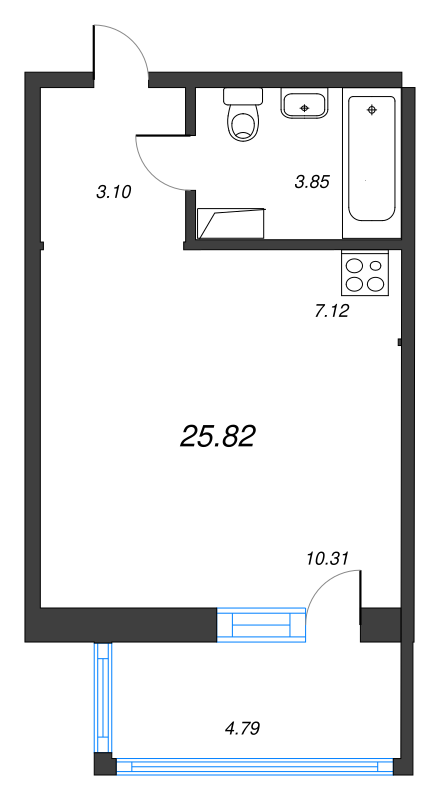Студия 25,5 м²