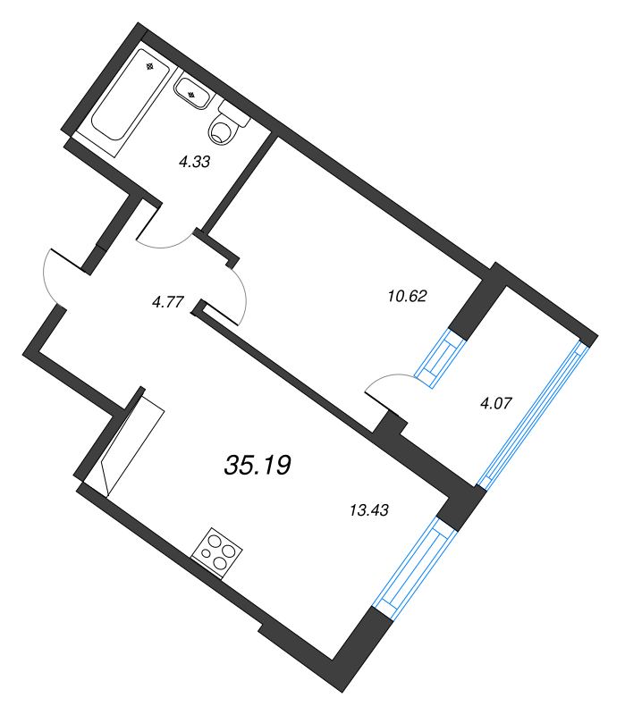 1 ккв 35 м²