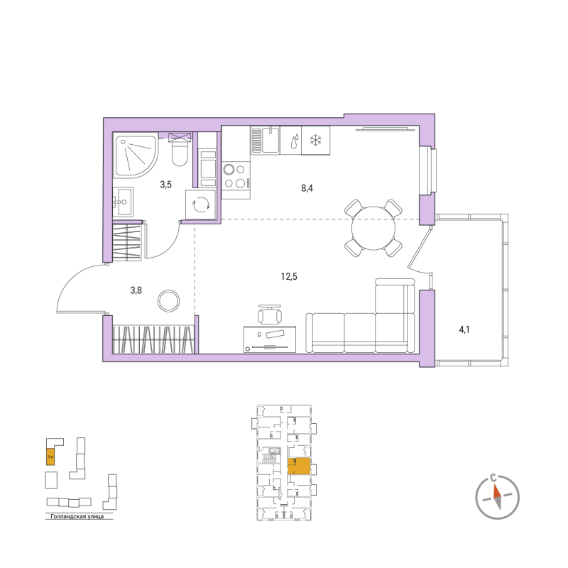 Студия 29,4 м²