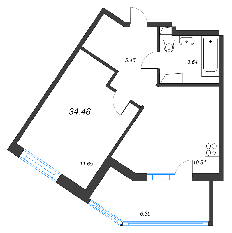 1 ккв 34,2 м²