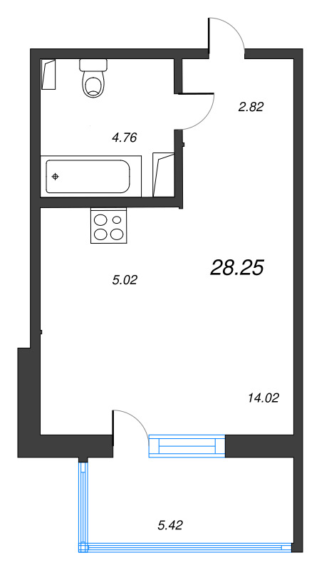 Студия 28,3 м²