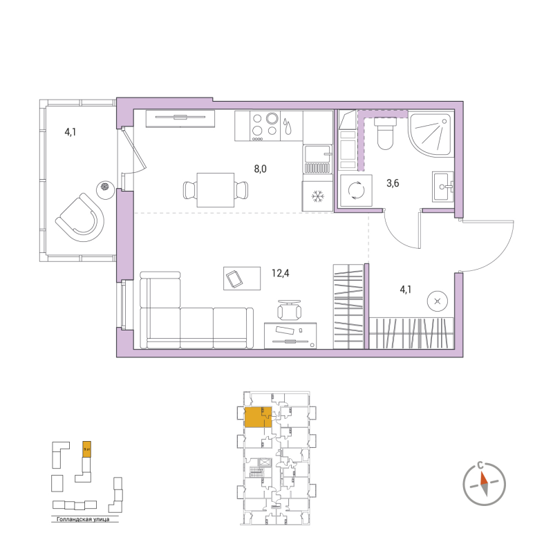 Студия 29,3 м²