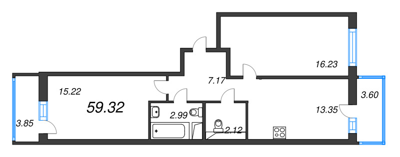 2 ккв 59,3 м²
