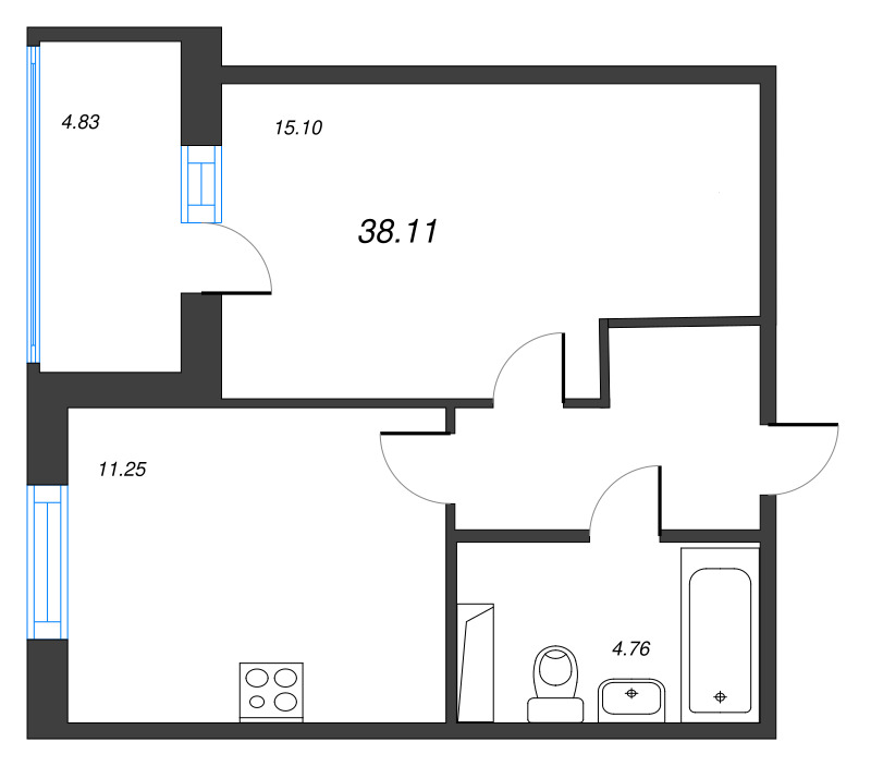 1 ккв 38,1 м²