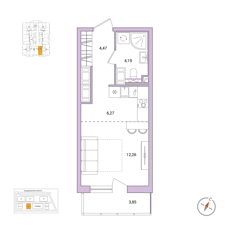 Студия 28,4 м²